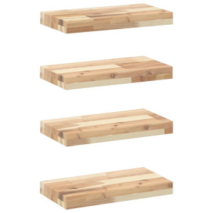 Estantes flotantes 4 uds madera acacia sin tratar 40x20x4 cm H