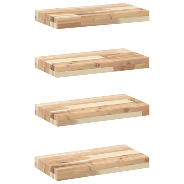 Estantes flotantes 4 uds madera acacia sin tratar 40x20x4 cm M 2