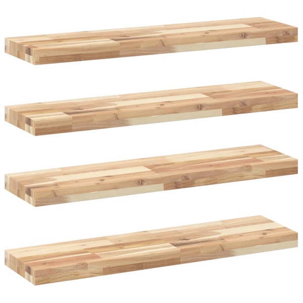 Estantes flotantes 4 uds madera acacia sin tratar 80x20x4 cm M 2