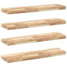Estantes flotantes 4 uds madera acacia sin tratar 100x20x4 cm 2