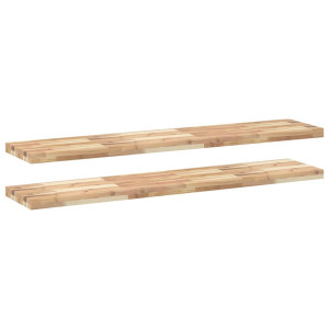 Estantes flotantes 2 uds madera acacia sin tratar 140x30x4 cm H