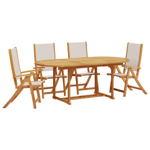Juego comedor de jardín 5 pzas madera maciza acacia y textileno H
