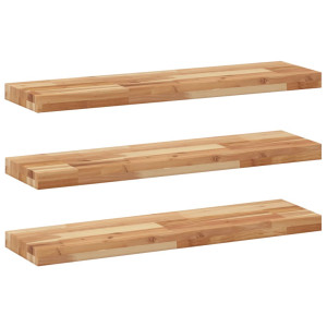 Estante flotante 3 uds madera acacia acabado aceite 100x20x4 cm H