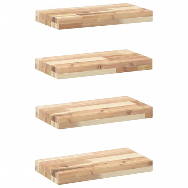 Estantes flotantes 4 uds madera acacia sin tratar 60x20x4 cm M 2