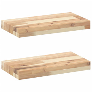 Estantes flotantes 2 uds madera acacia sin tratar 60x20x4 cm H
