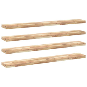 Estantes flotantes 4 uds madera acacia sin tratar 120x20x4 cm H