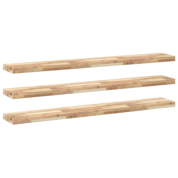 Estantes flotantes 3 uds madera acacia sin tratar 160x20x4 cm M 2