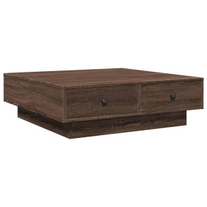 Mesa de centro de madera de ingeniería marrón roble 90x90x28 cm H
