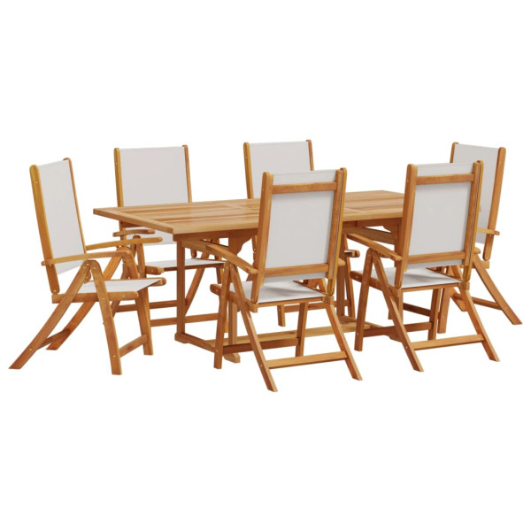 Juego comedor de jardín 7 pzas madera maciza acacia y textileno M 2