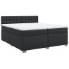 Cama box spring con colchón cuero sintético negro 200x200 cm 2