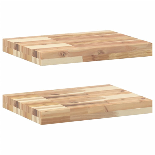 Estantes flotantes 2 uds madera acacia sin tratar 60x30x4 cm M 2