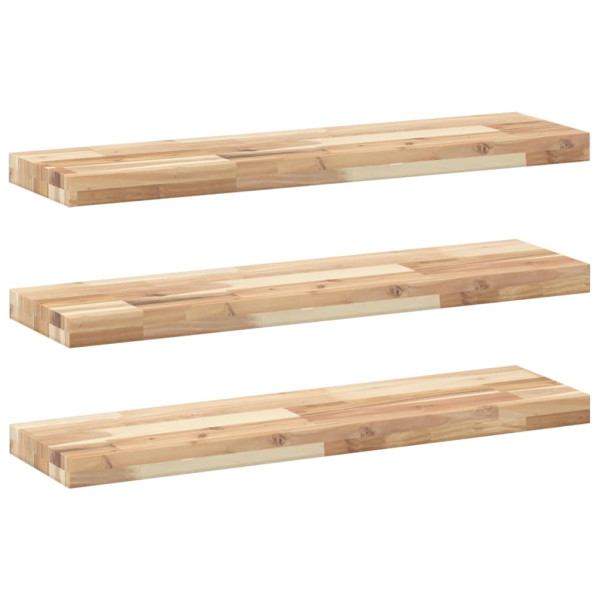 Estantes flotantes 3 uds madera acacia sin tratar 100x20x4 cm M 2
