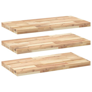 Estantes flotantes 3 uds madera acacia sin tratar 100x40x4 cm H