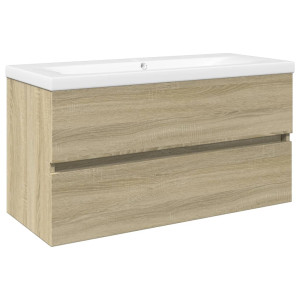 Set de mueble de baño 2 piezas cerámica y madera de ingeniería H