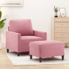 Sillón con taburete terciopelo rosa 60 cm 1