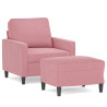 Sillón con taburete terciopelo rosa 60 cm 2