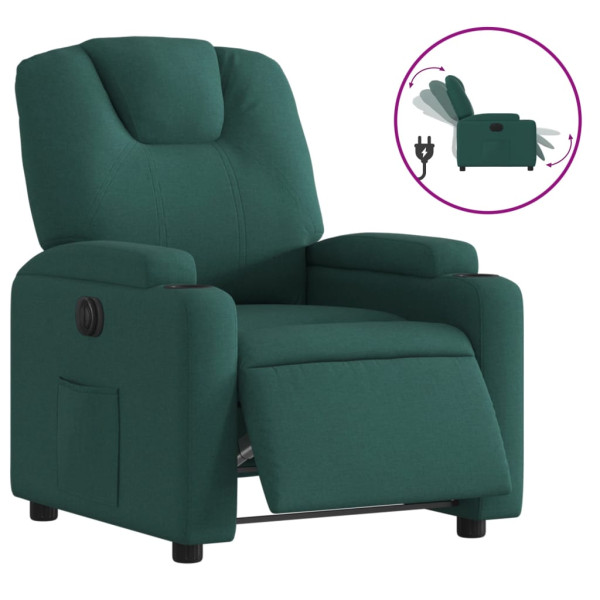 Sillón reclinable eléctrico tela verde oscuro M 2