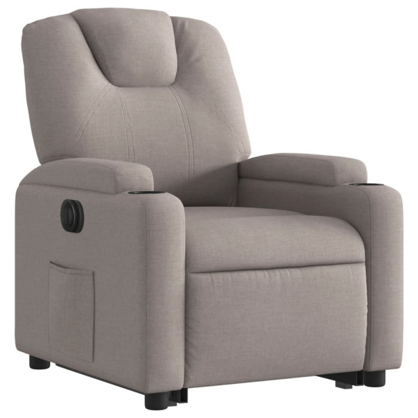 Sillón eléctrico reclinable elevable de tela gris taupe M 3