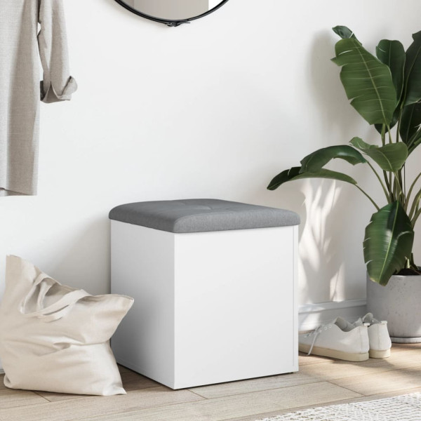 Banco con almacenaje madera de ingeniería blanco 42x42x45 cm M 3