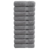 Toallas de mano 10 uds 100% algodón gris 50x100 cm 600 gsm 1