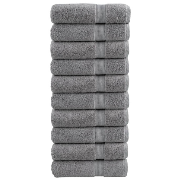 Toallas de baño 10 uds 100% algodón gris 100x150 cm 600 gsm D