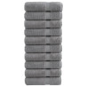 Toallas de baño 10 uds 100% algodón gris 100x150 cm 600 gsm 1