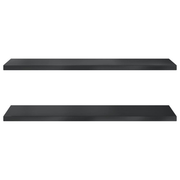 Estantes de pared 2 uds acero inoxidable negro 100x40x3 cm M 5