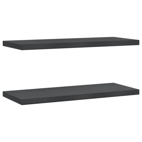 Estantes de pared 2 uds acero inoxidable negro 75x30x3 cm M 2