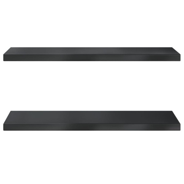 Estantes de pared 2 uds acero inoxidable negro 75x30x3 cm M 5
