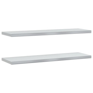 Prateleiras de parede 2 pcs 100x30x3 cm aço inoxidável prateado H