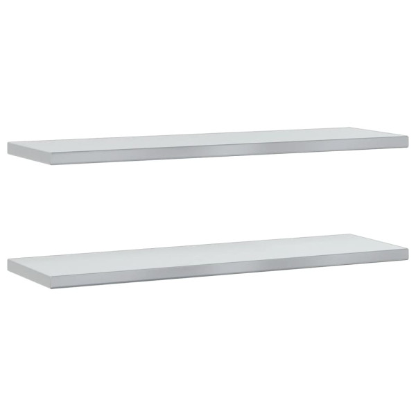 Estantes de pared 2 uds acero inoxidable plateado 100x30x3 cm M 2