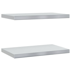 Prateleiras de parede 2 pcs 50x30x3 cm aço inoxidável prateado H