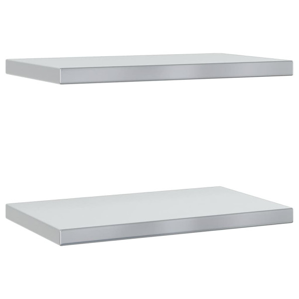 Estantes de pared 2 uds acero inoxidable plateado 50x30x3 cm M 2