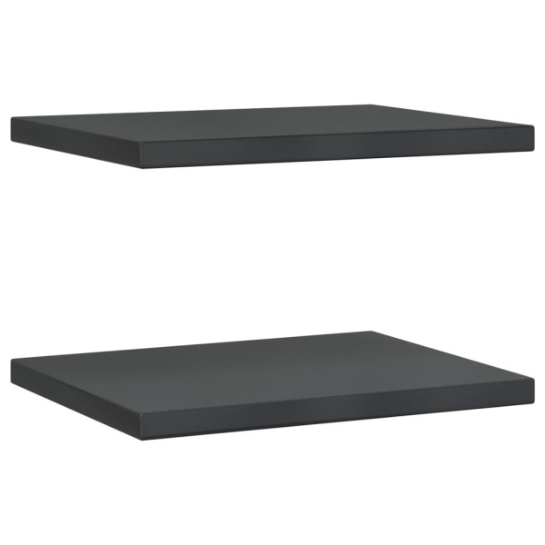 Estantes de pared 2 uds acero inoxidable negro 50x40x3 cm M 2