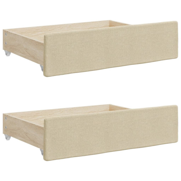 Gavetas de cama 2 pcs derivados de madeira e tecido cor creme M 2