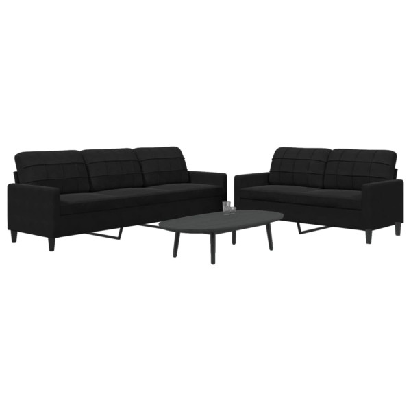 2 pcs conjunto de sofás com almofadões veludo preto D