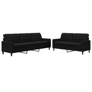 2 pcs conjunto de sofás com almofadões veludo preto H