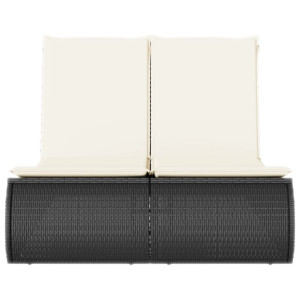 Espreguiçadeira dupla com almofadões vime PE preto H