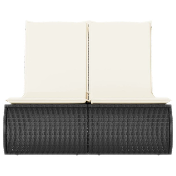 Espreguiçadeira dupla com almofadões vime PE preto M 2