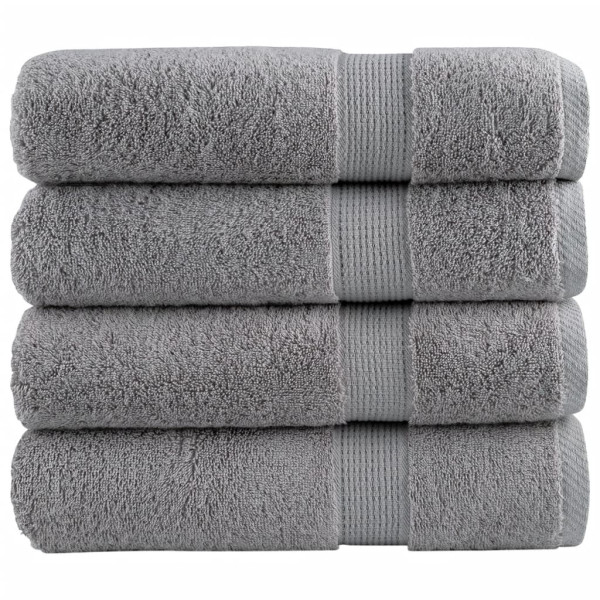 Toallas de baño 4 uds 100% algodón gris 100x150 cm 600 gsm D