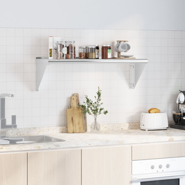 Estante de pared de acero inoxidable plateado 100x30x31 cm M 3