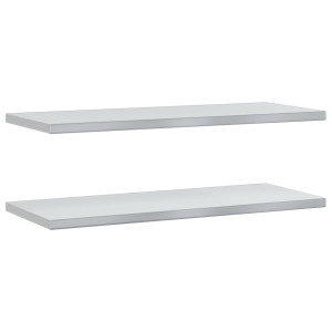 Prateleiras de parede 2 pcs 100x40x3 cm aço inoxidável prateado H