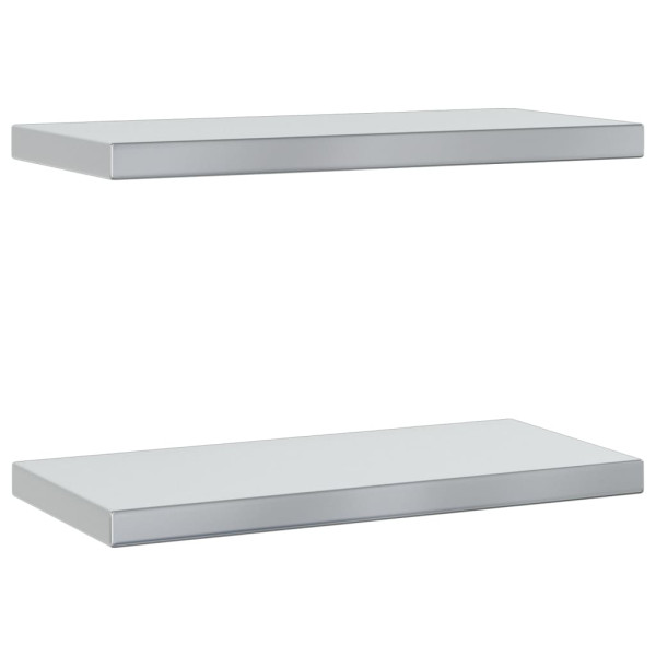 Estantes de pared 2 uds acero inoxidable plateado 50x23.5x3 cm M 2