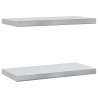 Estantes de pared 2 uds acero inoxidable plateado 50x23.5x3 cm 2