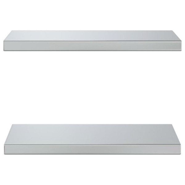 Estantes de pared 2 uds acero inoxidable plateado 50x23.5x3 cm M 5