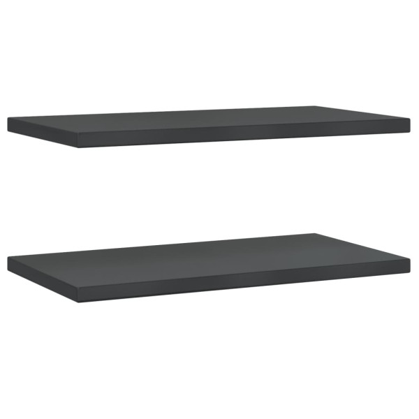 Estantes de pared 2 uds acero inoxidable negro 75x40x3 cm M 2