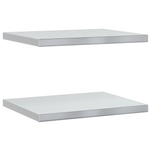 Estantes de pared 2 uds acero inoxidable plateado 50x40x3 cm H