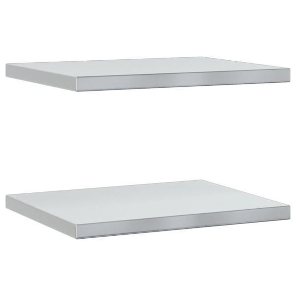 Prateleiras de parede 2 pcs 50x40x3 cm aço inoxidável prateado M 2