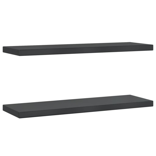 Estantes de pared 2 uds acero inoxidable negro 75x23.5x3 cm M 2