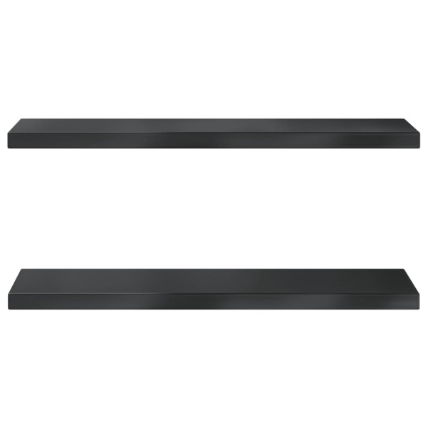 Estantes de pared 2 uds acero inoxidable negro 75x23.5x3 cm M 5